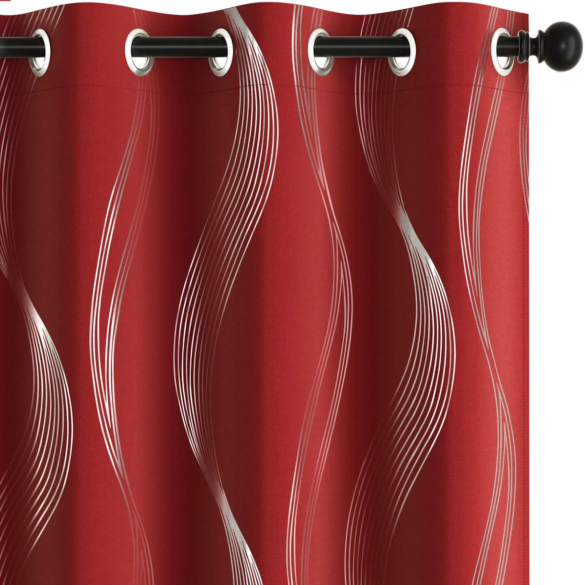 Silver Wave Print Blackout Curtains | Thermal Insulated, Grommet or Rod Pocket | Wide Size Range, Set of 2