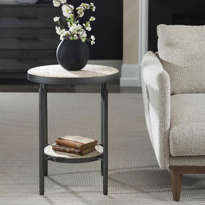 Travertine Side Table