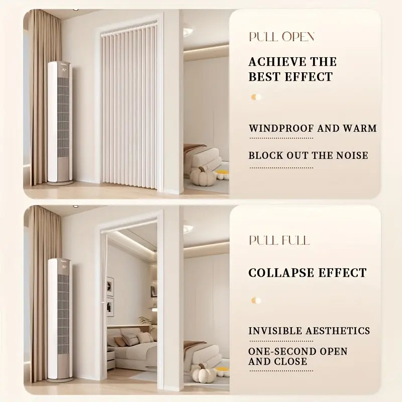 Striped Blackout Magnetic Folding Door Curtain