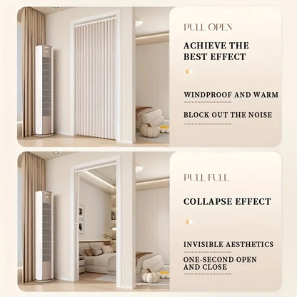 Striped Blackout Magnetic Folding Door Curtain