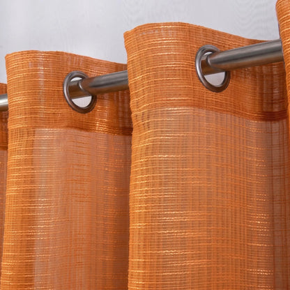 Slub Yarn Semi-Sheer Curtains 52" × 90" | Set of 2 Light-Filtering Grommet Panels | Twelve Colourways