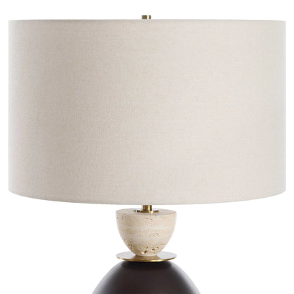 Bronze & Travertine Table Lamp