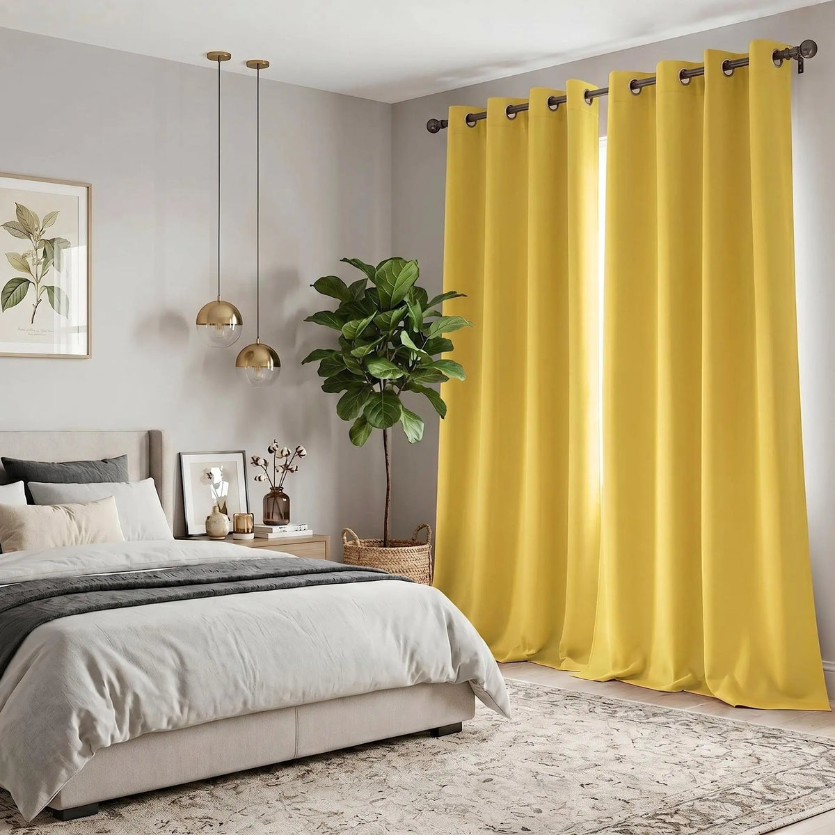 2-Panel Grommet Blackout Curtains - 52"x84" Thermal Insulated Drapes for Light Control and Noise Reduction