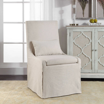 White Linen Armless Chair