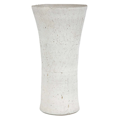 Etched White Ceramic Vase