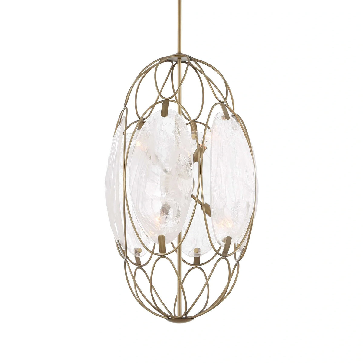 6 Light Glass Panel Pendant