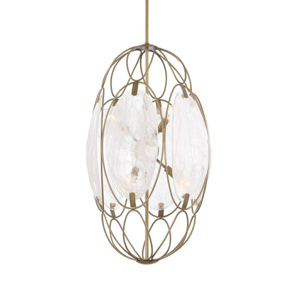 6 Light Glass Panel Pendant