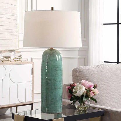 Crackled Teal Table Lamp
