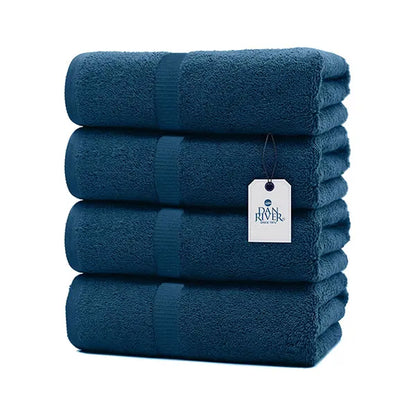 Indulge in Luxury: DAN RIVER Unisex 100% Cotton 4-Piece Bath Towel Set - Ultra-Soft, Lightweight, and Fade-Resistant for Everyday Comfort