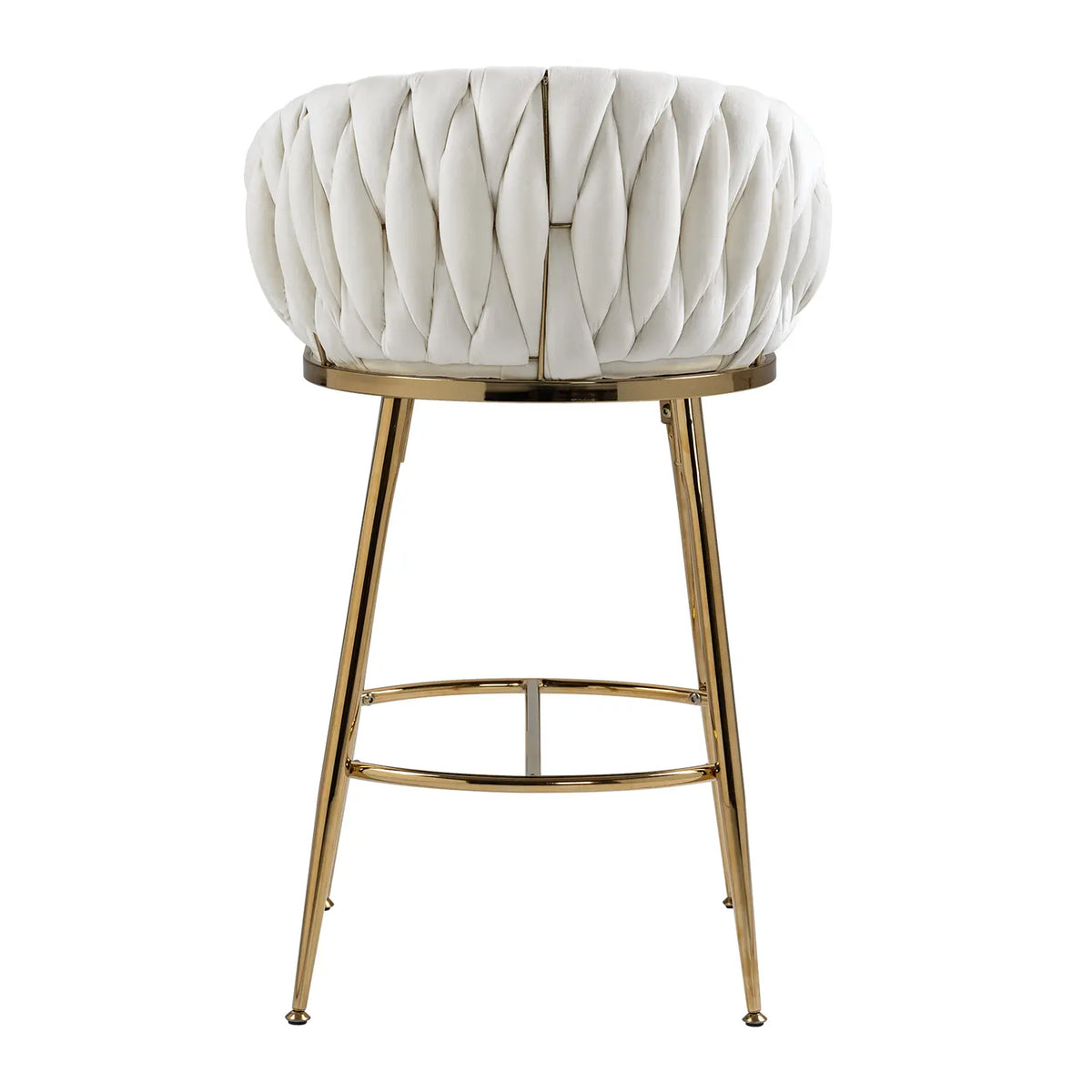 Dreamzon 26" Adjustable Velvet Counter Stools - Beige Chairs with Hand-Wave Back and Golden Chrome Base