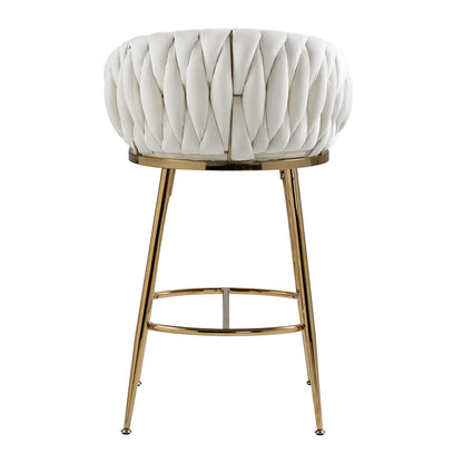 Dreamzon 26" Adjustable Velvet Counter Stools - Beige Chairs with Hand-Wave Back and Golden Chrome Base