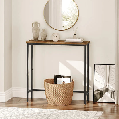 Hoobro 29.5" Rustic Brown and Black Console Table