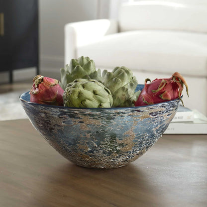 Aqua Blown Glass Bowl