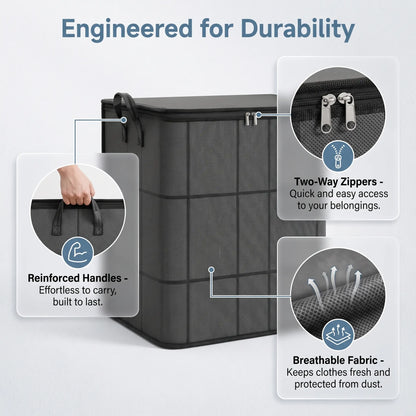 Zippered Fabric Organizer Bag - Spacious & Reliable Storage Solution for Bedding, Linens, and Apparel
