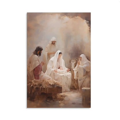 Stunning Vintage Jesus Nativity Wall Art Set - Perfect Christian Decor for Your Living Room, Bedroom, or Prayer Room
