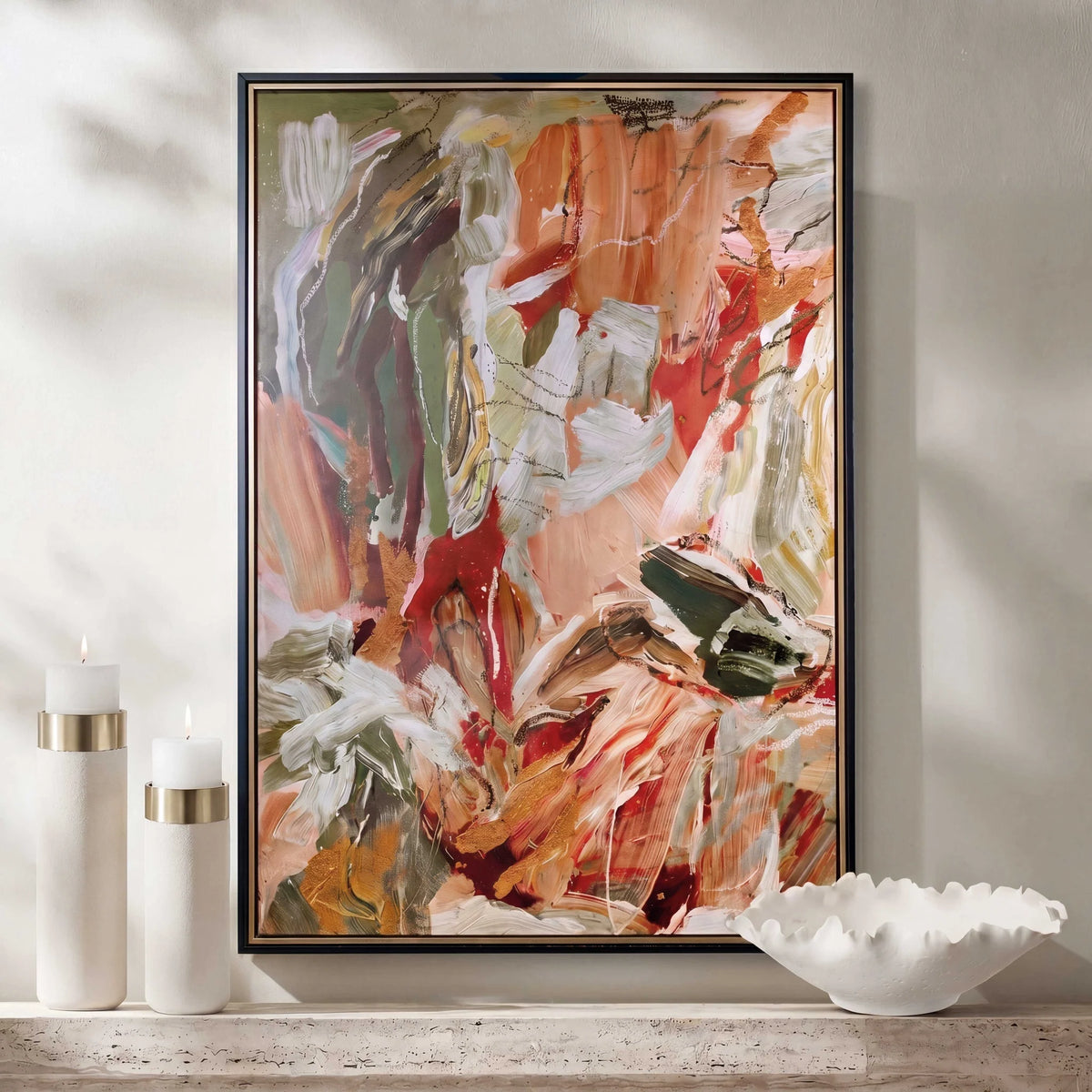 Layered Brushstroke Abstract Canvas