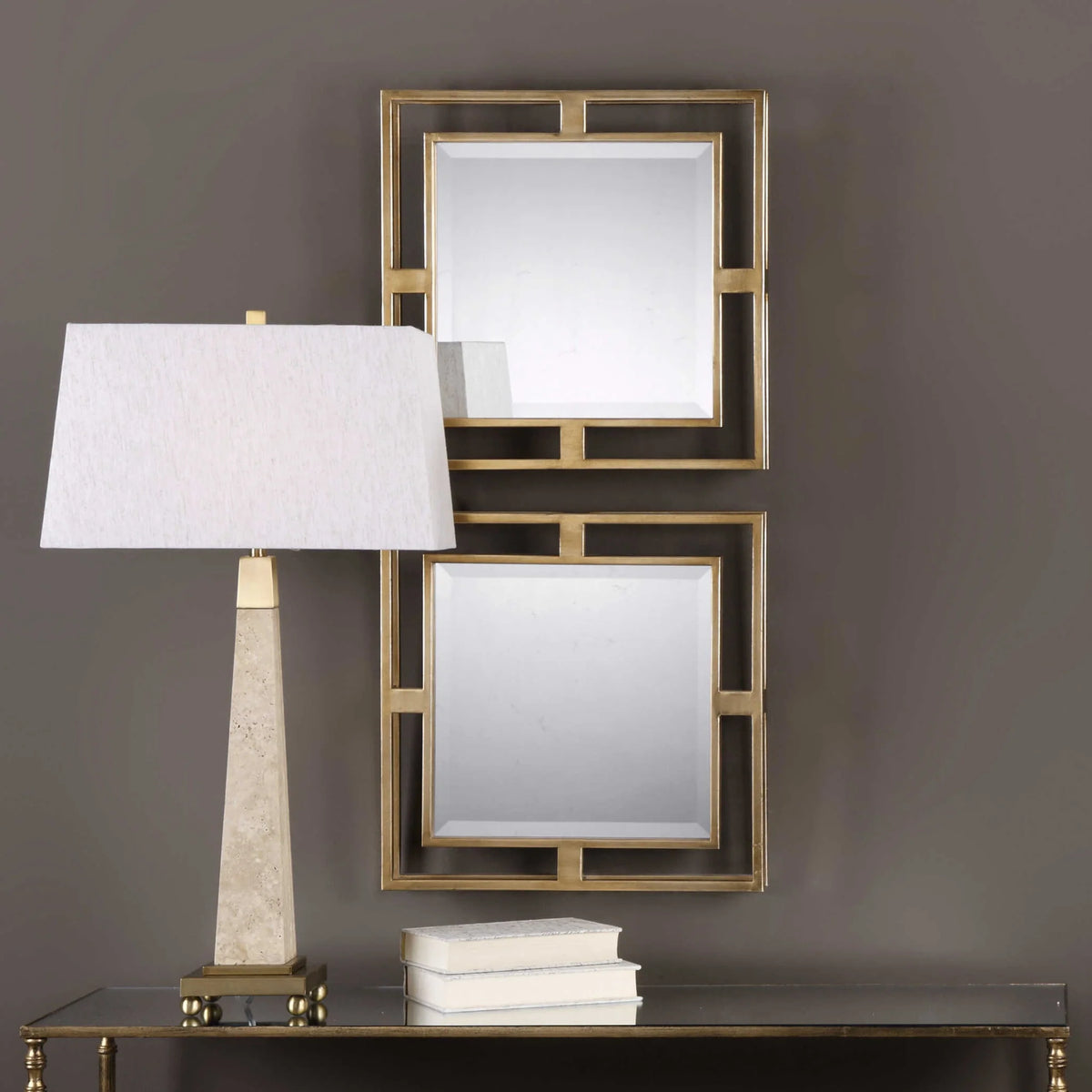Gold Square Mirrors Set/2