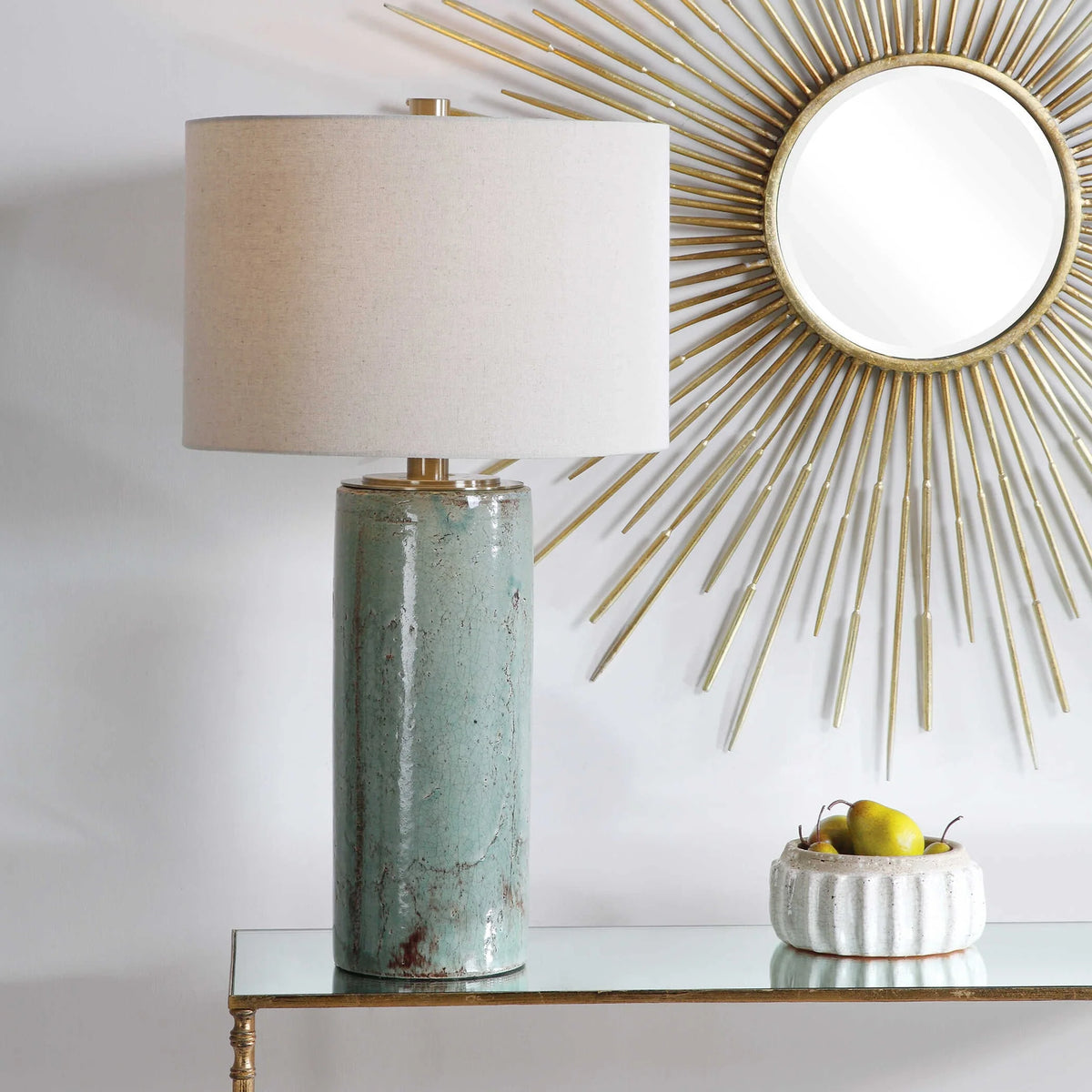 Crackled Aqua Table Lamp