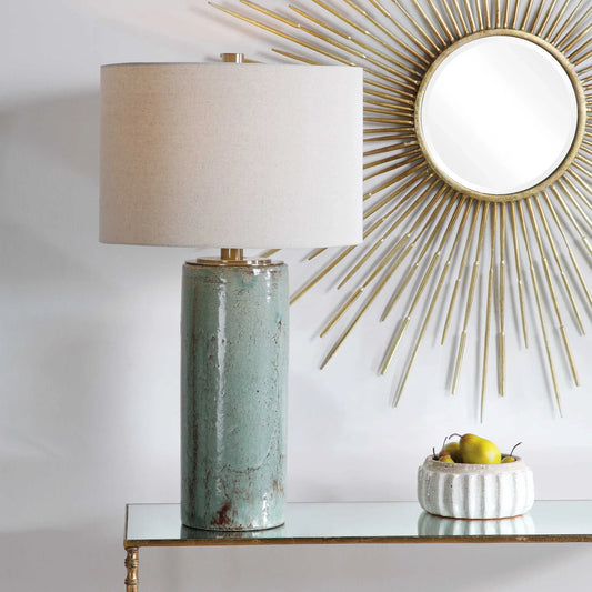 Crackled Aqua Table Lamp