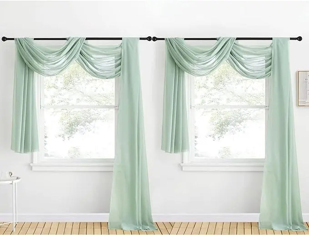 Nicetown 216-Inch Extra Long Sheer Voile Window Scarves - Set of 2 Soft Curtains for Home Decor and Event Styling