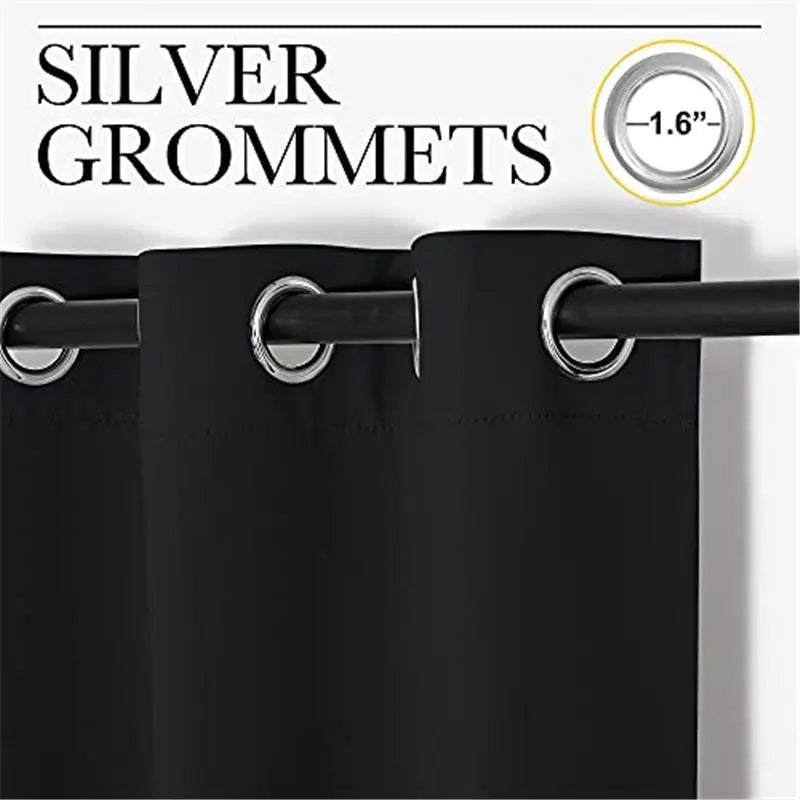 Blackout Drapes - 2 Panels, 42" x 63", Black Fabric