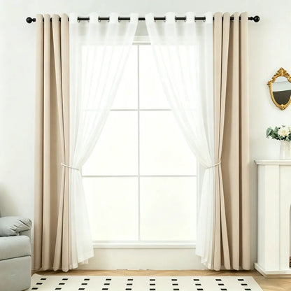 4 Panels Blackout Curtain Set – 2 Blackout Curtains + 2 Semi Sheer Curtains for Style and Light Control in Any Room