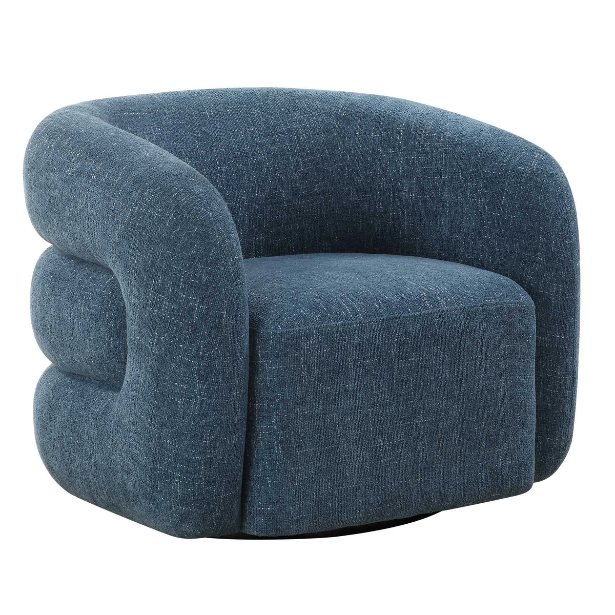 Blue Swivel Barrel Chair