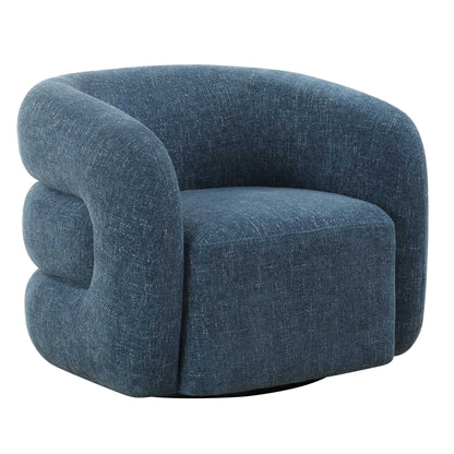 Blue Swivel Barrel Chair