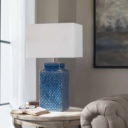Sapphire Blue Ceramic Table Lamp