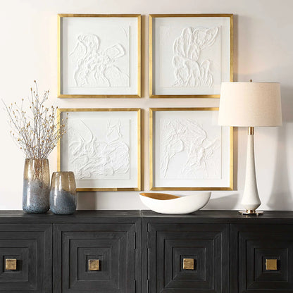 Textured Abstract Framed Prints, Set of 4