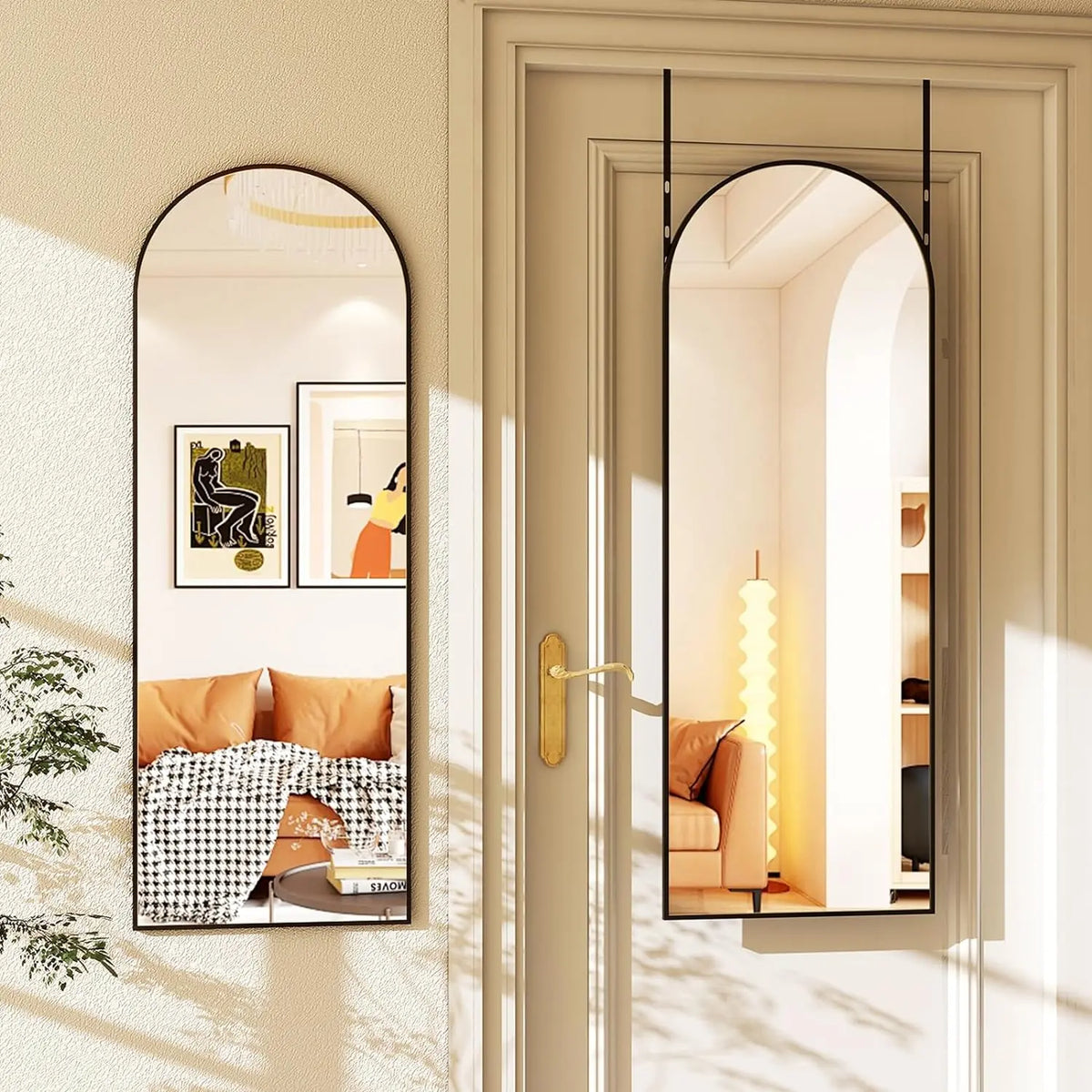 Elevate Your Space with the BEAUTYPEAK 48'' X 14'' Full Length Wall Mirror – Glamorous Aluminum Frame with Leather Cord for Stylish Home Decor