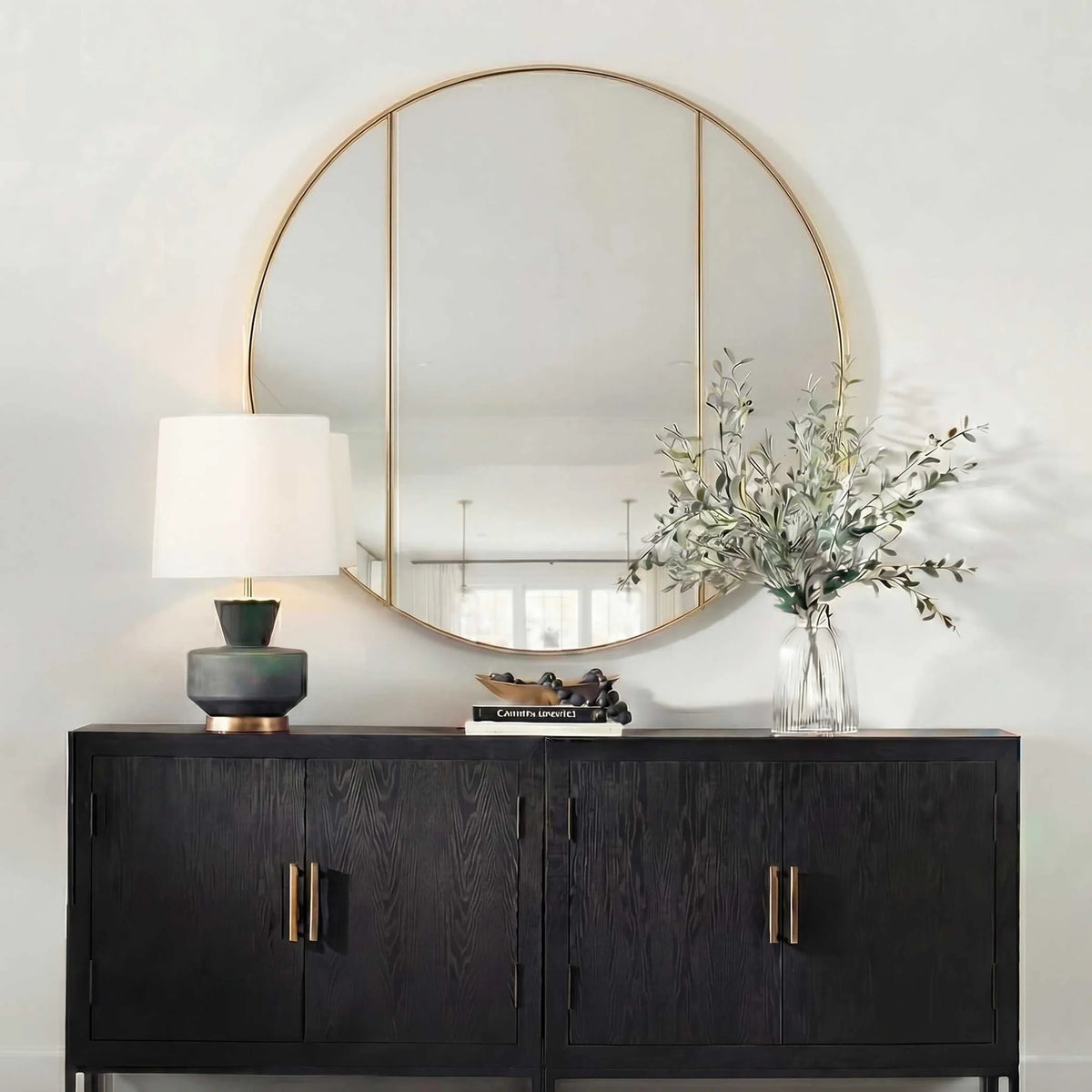 Antique Brass Round Mirror