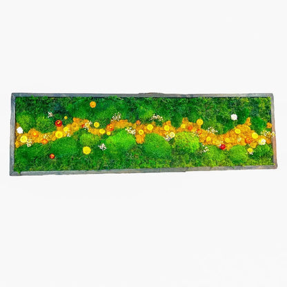 Handcrafted Framed Preserved Moss Wall Art | Botanical Panel with Wildflowers, No Maintenance | Seven Sizes to 60"