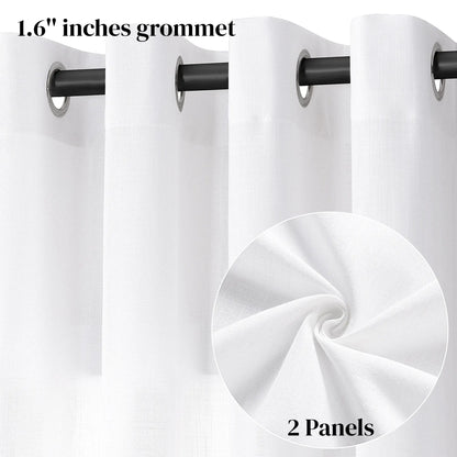 Jowels Semi-Sheer Linen Grommet Curtains - 2-Pack Drapes for Light Filtering Privacy in Any Room
