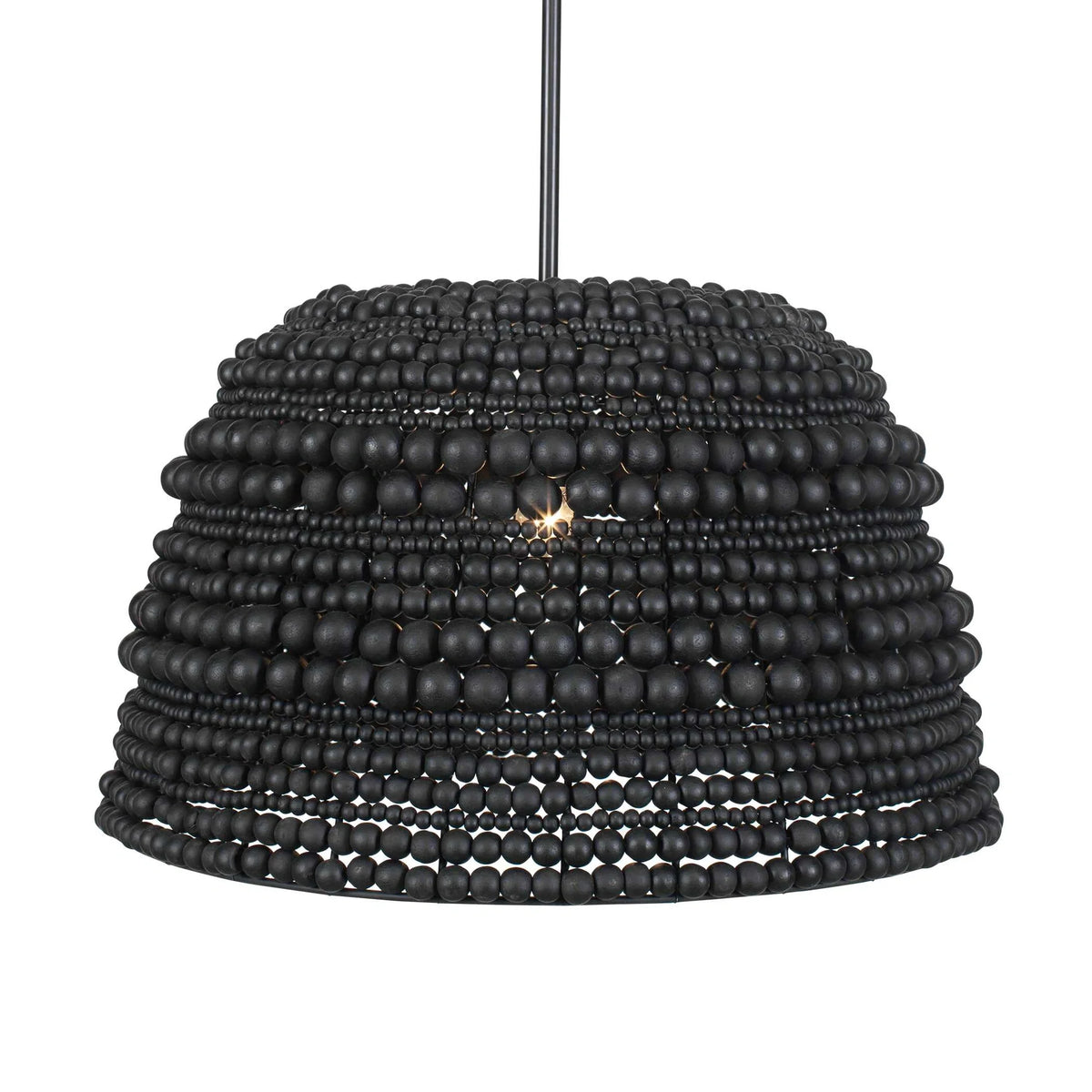 Black Beaded Wood Pendant