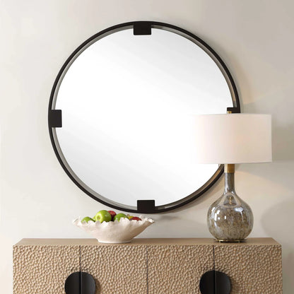 Black Round Mirror