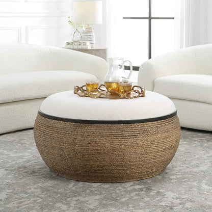 Straw Storage Ottoman / Coffee Table