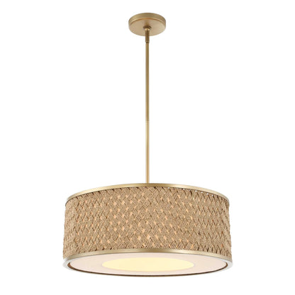 4 Light Rattan Drum Pendant