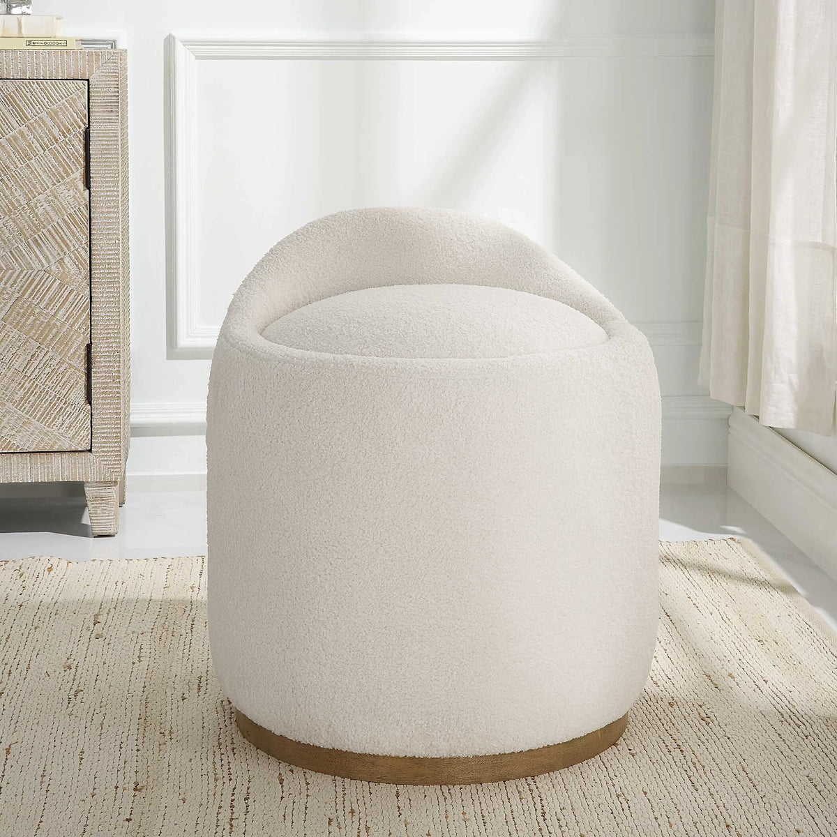 Swivel Sheepskin Ottoman