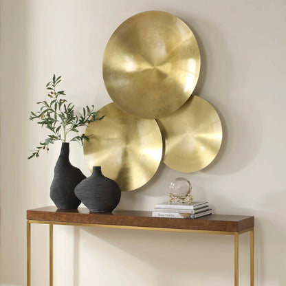Round Brass Wall Art Set/3
