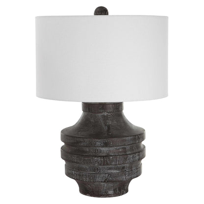 Carved Wood Table Lamp