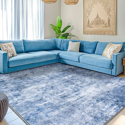 Shilucheng 8X10 Washable Area Rug for Living Room, Stain Resistant Rug with Non-Slip Backing, Durable Ultra-Thin Vintage Boho Area Rug for Bedroom,Back to School,Dorm Essentials,Home Decor,Home Essentials