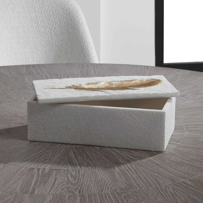 White Stone Feather Box