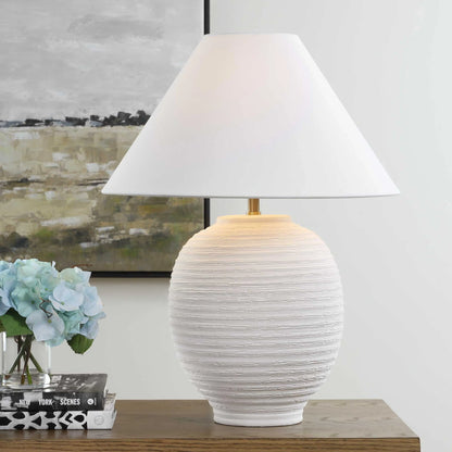 Textured Ceramic White Table Lamp
