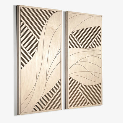 Flowing Waves Wood Wall Art Set – 44" x 22" Modern Minimalist Panels for Nature-Inspired Elegance