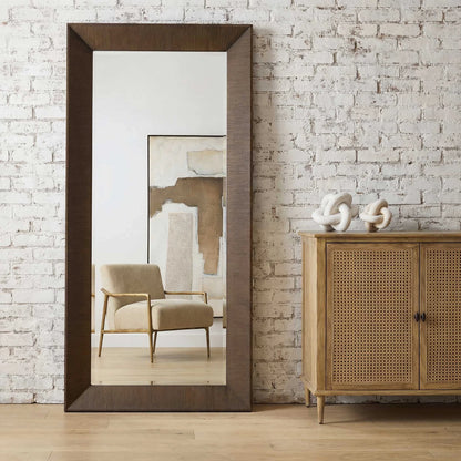 Tall Walnut Veneer Mirror