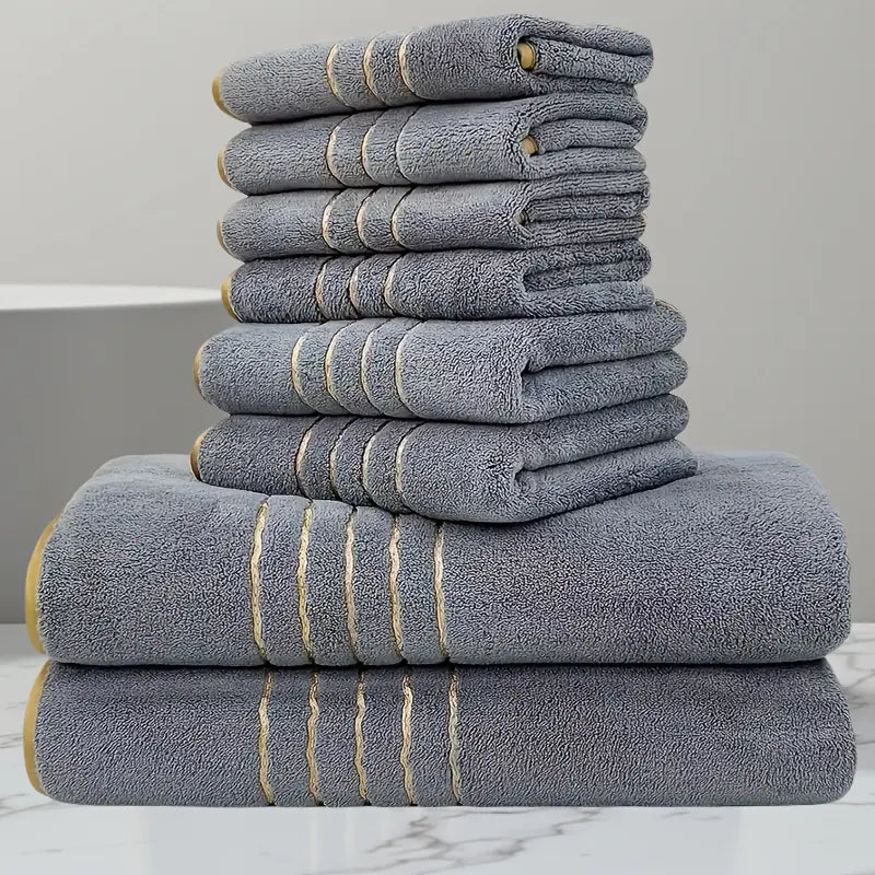 8-Piece Bathroom Towel Set - 2 Bath Towels, 2 Hand Towels, 4 Washcloths for Softness and Absorbency