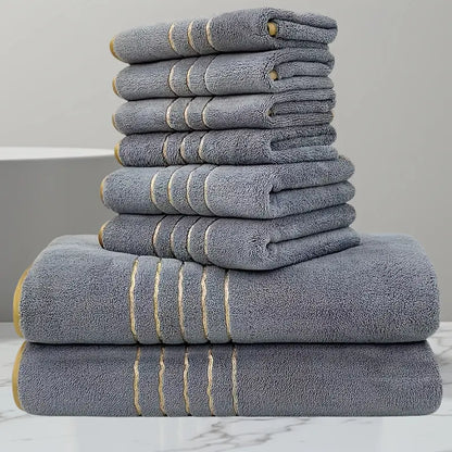 8-Piece Bathroom Towel Set - 2 Bath Towels, 2 Hand Towels, 4 Washcloths for Softness and Absorbency