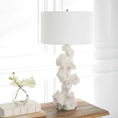 White Marble-Look Table Lamp