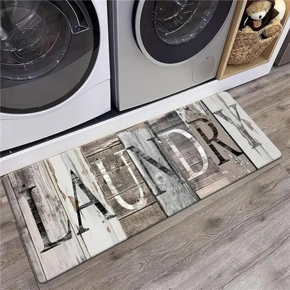 Laundry Room Floor Mat Runner, Non-Slip Polyester Kitchen Rug for Laundry Area, Bathroom Entryway, Farmhouse Home Decor Carpet